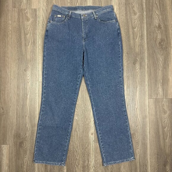 Riders High Rise Medium Wash Straight Leg Jeans Size 16 - Picture 1 of 5